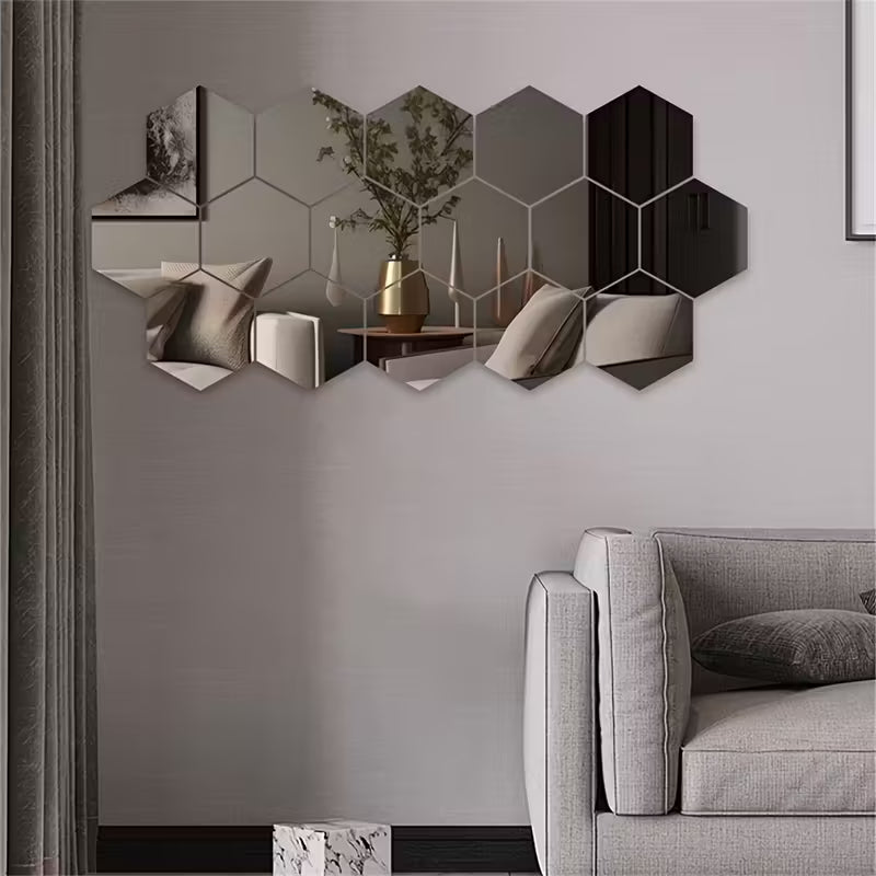 Ensemble de miroirs muraux ❤️ Hexagonal 17 cm x 15 cm