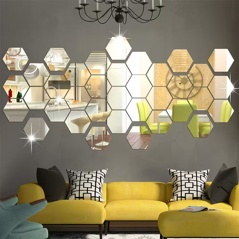 Ensemble de miroirs muraux ❤️ Hexagonal 17 cm x 15 cm